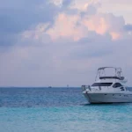 Boat anchored in open water